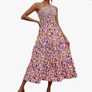 *WORN ONCE* Floral One Shoulder Maxi Dress